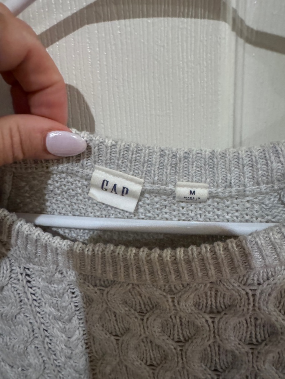 GAP Women's Heather Light Gray Cable Turtleneck Sweater